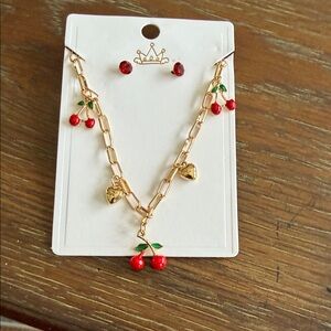 Cherry Gold Necklace/Earring Set  MAKE BUNDLES TO REDUCE PRICE AND SHIPPING 😊